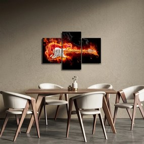 Obraz - Gitara v plameňoch (90x60 cm)