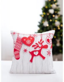 Vianočná obliečka na vankúšik 40 × 40 cm – Červené Ozdoby