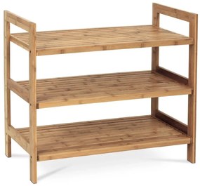 Botník, 3 police, masiv bambus, přírodní odstín