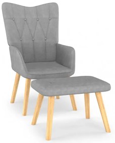 vidaXL Relaxačná stolička s podnožkou 62x68,5x96cm svetlosivá látková-