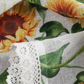 Dekorstudio Kuchynská záclonka HELIA zdobená kvetinovou potlačou a čipkou 150 X 30 cm