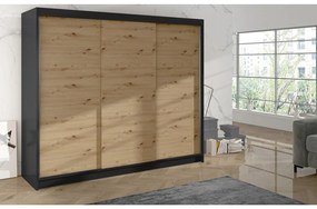 Šatníková skriňa DERBY II - 200 cm Biela - dub artisan