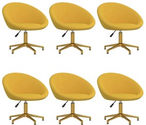 Jedálenské stoličky 6 ks žlté zamatové