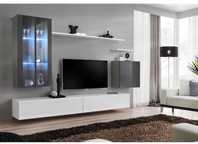 Obývacia stena Switch Sklo +LED XII Grafit/Biely