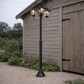 Klasická vonkajšia lampa čierna 235 cm 3-svetlo IP44 - Berta