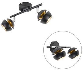 Moderný reflektor 2-svetlo čierny so zlatým vnútrom - Buell Deluxe