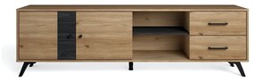 Čierny TV stolík v dekore duba 181x53 cm Natura - Marckeric