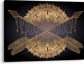 Obraz - Zlatá mandala s šípmi (70x50 cm)