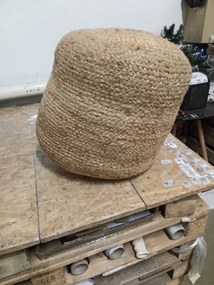 AKCIA Béžový jutový taburet POEF II. akosť