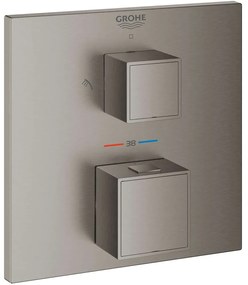 GROHE Grohtherm Cube termostatická batéria pod omietku, pre 2 výstupy, s uzatváracím/prepínacím ventilom, kartáčovaný tmavý grafit, 24154AL0