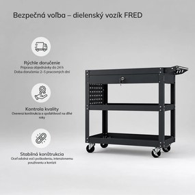 Dielenský nástrojový vozík so zásuvkou, na kolieskach, antracitový, 800x800x380 mm: FRED