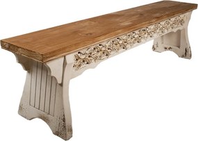 Béžovo-hnedá drevená lavica Brocante wood - 169*36*46 cm
