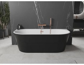 Mexen Oval, voľne stojaca nástenná vaňa 160 x 80 cm, biela-čierna, medený prepad, 52671608075-65