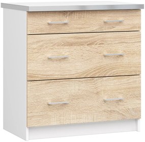 Dolná kuchynská skrinka Lula s80 sz3 (matná biela + dub sonoma). Akcia -18%. Vlastná spoľahlivá doprava až k Vám domov. 1068768