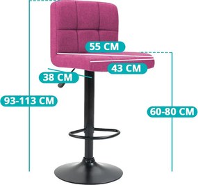 Barové stoličky s látkovým poťahom, 2 ks, rôzne farby- pink