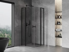 Mexen, Mexen Mist L Duo výklopný sprchový kút 115 x 115 cm, priehľadný, čierny - 8A4L-115-115-70-00