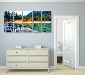 5-dielny obraz jazero v nádhernej prírode - 200x100