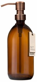 KUISHI Sklenený zásobník na mydlo s nerezovou pumpičkou Amber Bronze 500 ml