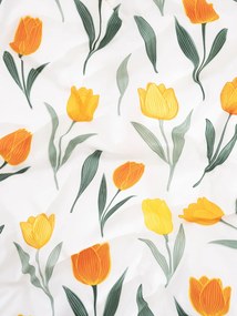 Predĺžené bavlnené obliečky Renforcé - Kvety tulipánov oranžové