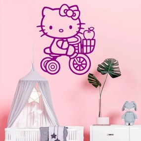 Veselá Stena Samolepka Mačička Hello Kitty Farba: fialová, Veľkosť: 60 x 49 cm