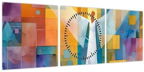 Obraz - Geometrický anjel (s hodinami) (90x30 cm)
