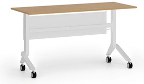 Mobilný stôl PRIMO MOVE, 140x60 cm, biela podnož, buk
