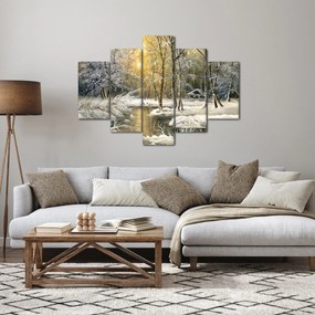 Obraz - Chalúpka v lese, olejomaľba (150x105 cm)