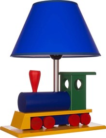 HELLUX Detská stolná lampa LOKOMOTIVA E27 multifarebná / modré tienidlo 4112008