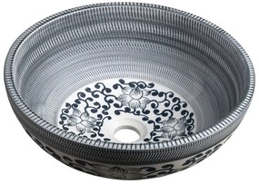 Sapho Sapho, PRIORI keramické umývadlo na dosku Ø 41 cm, modrá se vzorom, PI036