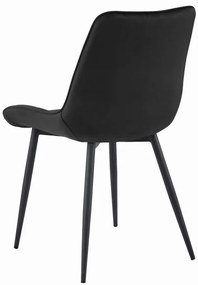 Set štyroch jedálenských stoličiek BERA zamatové čierne / čierne nohy (4ks)