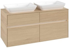 VILLEROY &amp; BOCH Collaro závesná skrinka pod dve umývadlá na dosku, 4 zásuvky, s LED osvetlením, 1200 x 500 x 548 mm, Nordic Oak, C115B0VJ