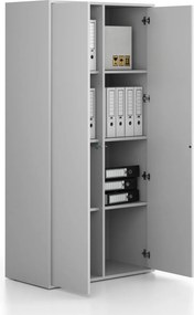 Kancelárska skriňa FRAME, 2x dvere, 872 x 450 x 1735 mm, PUSH-lock, sivá