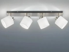 Stropné osvetlenie Tommy, 4 svietidlá, matný nikel/biela látka%