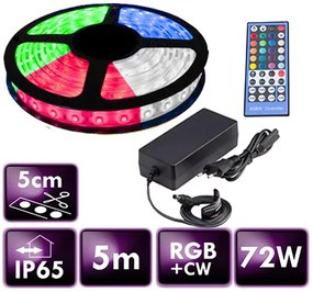 ECOLIGHT LED pásik - RGB+CW - 5m - 60LED/m - 14,4W/m - 3000Lm - IP65 - SADA