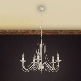 Orion LU 1531/5 - Luster na reťazi VELA 5xE14/40W/230V pr.60 cm biela/zlatá/patina