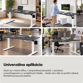 Elektrický stôl s nastaviteľnou výškou ergonomický bielo-antracitový,1400x700 mm: ARIA