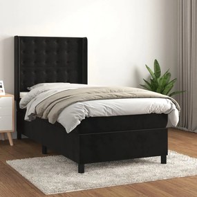 Posteľný rám boxspring s matracom čierny 80x200 cm zamat 3132887