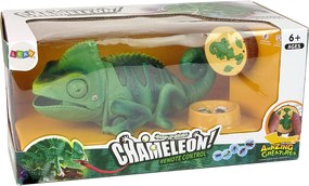 LEAN Toys Zelený chameleón na diaľkové ovládanie so svetlami 28 cm