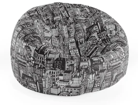 Sablio Sedací vak Cocoon Kreslené mrakodrapy - 115 x 75 cm x 45 cm