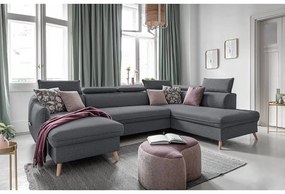 Tmavosivá rozkladacia rohová pohovka (pravý roh) Sweet Harmony – Miuform