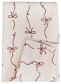 Strömshaga Bavlnený obrus Bow White/Red 140 x 240 cm