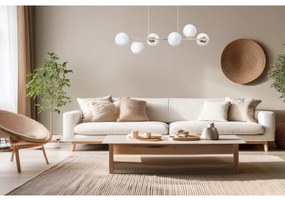 Závesné svietidlo Florence, 6x biele sklenené tienidlo, g/be