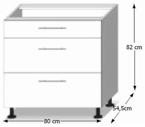 Dolná kuchynská skrinka Lilouse D 80 3 zas. Vlastná spoľahlivá doprava až k Vám domov. 788632