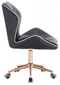 LuxuryForm DESIGN Stolička MILANO MAX na zlatej podstave s kolieskami - čierna