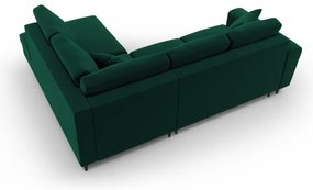 Zelená zamatová rozkladacia/s úložným priestorom rohová pohovka (pravý roh/do L) Kyoto – Cosmopolitan Design