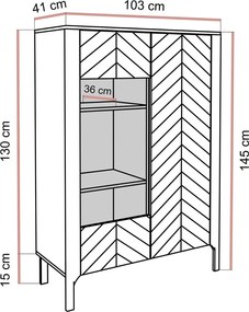 DVOJDVEROVÁ PRESKLENÁ VITRÍNA SALOME KAŠMÍR 103 cm