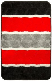 Kúpeľňový koberček FANO pruhy, červený / sivý