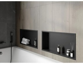 Mexen X-Wall-R, polička na zapustenie na obklad s golierom 60 x 30 cm, čierna matná, 1970603010