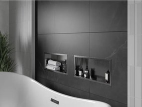 Mexen X-Wall-R, polica na zapustenie s prírubou  45 x 20 cm, grafitová matná - 19E0452010