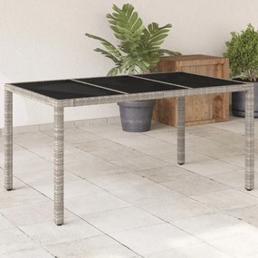 Záhr.stôl so sklenenou doskou svetlosivý 150x90x75 cm polyratan 368125
